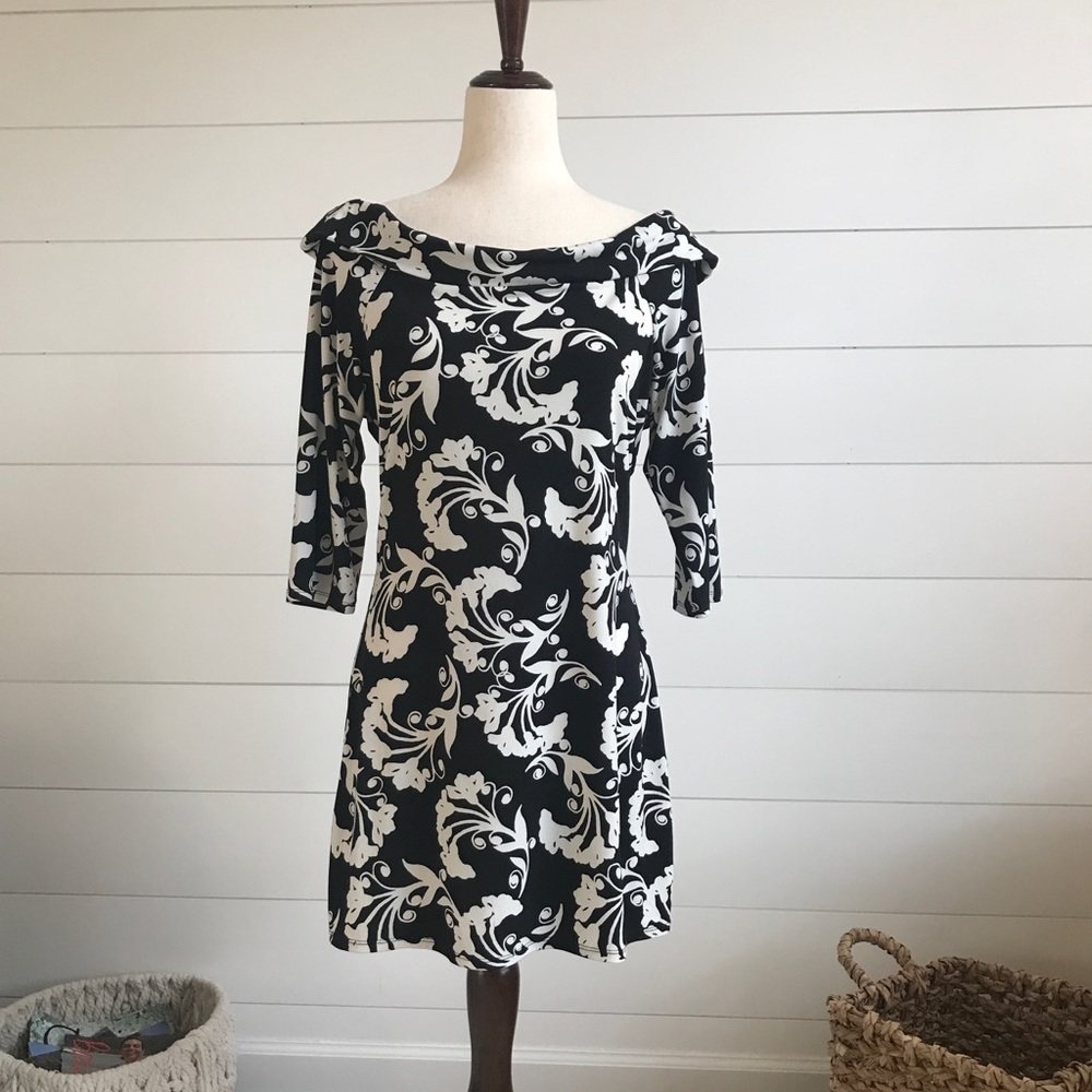 White House Black Market Draped Neckline Draped Back Dress Size Medium